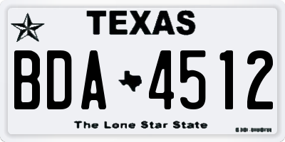 TX license plate BDA4512