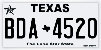 TX license plate BDA4520