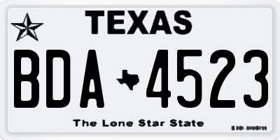 TX license plate BDA4523
