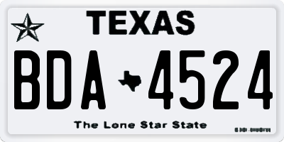 TX license plate BDA4524