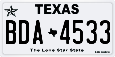 TX license plate BDA4533