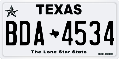 TX license plate BDA4534