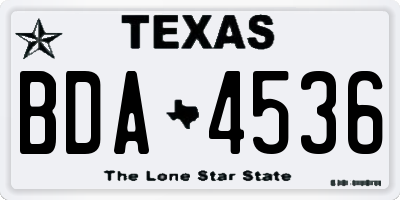 TX license plate BDA4536