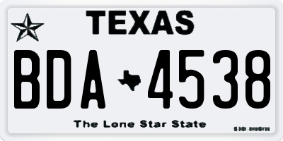 TX license plate BDA4538