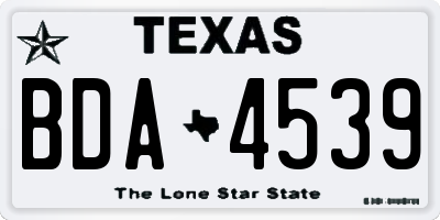 TX license plate BDA4539