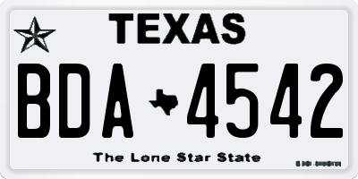 TX license plate BDA4542