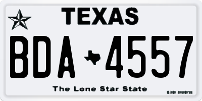 TX license plate BDA4557