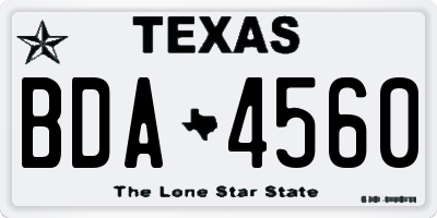 TX license plate BDA4560