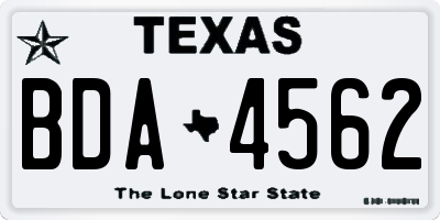 TX license plate BDA4562