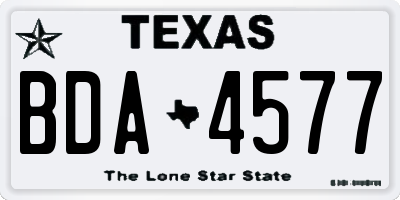 TX license plate BDA4577