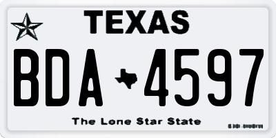TX license plate BDA4597