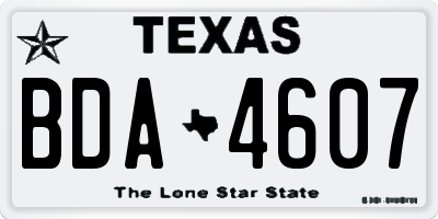 TX license plate BDA4607