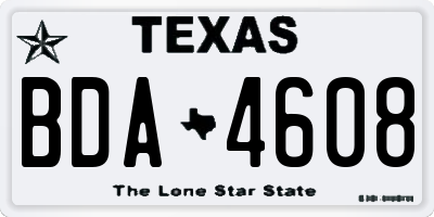 TX license plate BDA4608