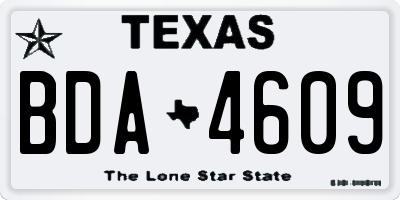 TX license plate BDA4609