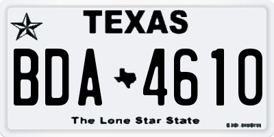TX license plate BDA4610
