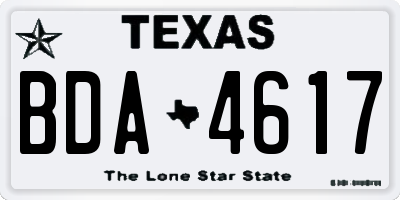 TX license plate BDA4617