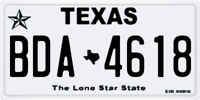 TX license plate BDA4618