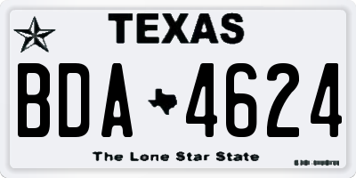 TX license plate BDA4624