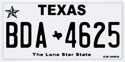 TX license plate BDA4625
