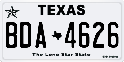 TX license plate BDA4626