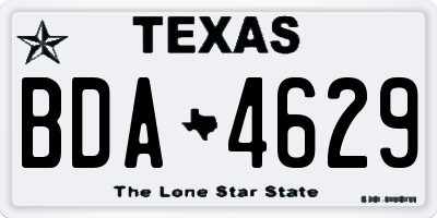 TX license plate BDA4629