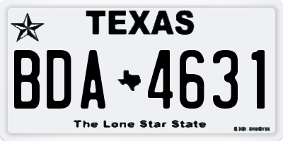 TX license plate BDA4631