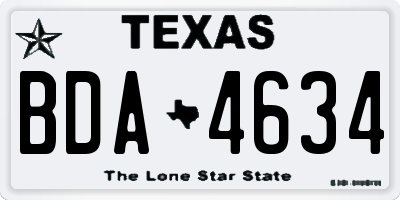 TX license plate BDA4634