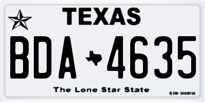 TX license plate BDA4635