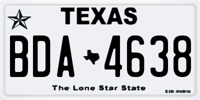 TX license plate BDA4638