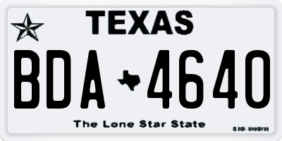TX license plate BDA4640