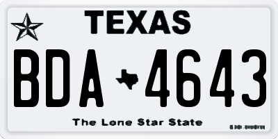 TX license plate BDA4643