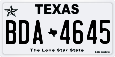 TX license plate BDA4645