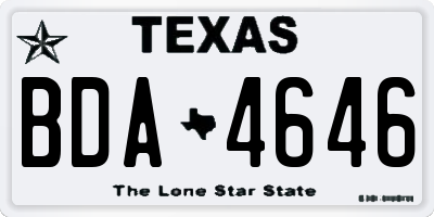 TX license plate BDA4646