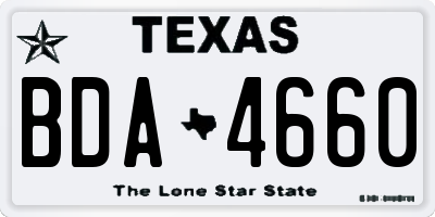 TX license plate BDA4660
