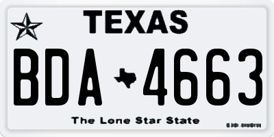 TX license plate BDA4663