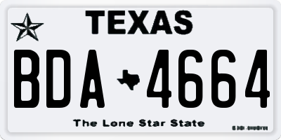TX license plate BDA4664