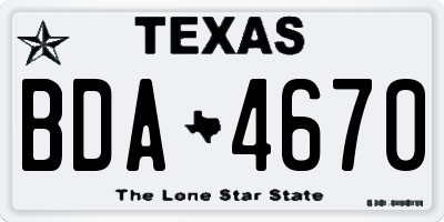 TX license plate BDA4670