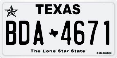 TX license plate BDA4671