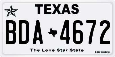 TX license plate BDA4672
