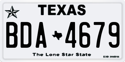 TX license plate BDA4679