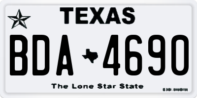 TX license plate BDA4690