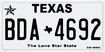TX license plate BDA4692
