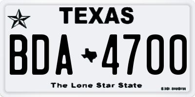TX license plate BDA4700