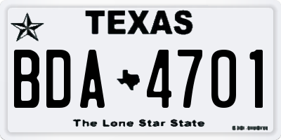 TX license plate BDA4701