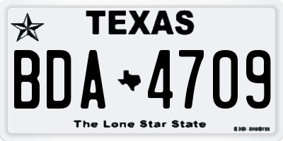 TX license plate BDA4709