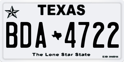 TX license plate BDA4722