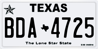 TX license plate BDA4725
