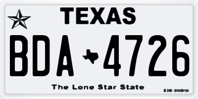 TX license plate BDA4726