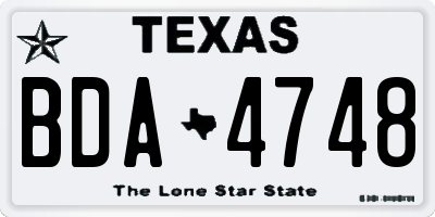 TX license plate BDA4748