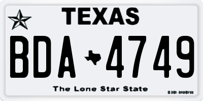 TX license plate BDA4749